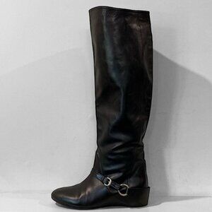 Laurel Over The Knee Covered Wedge Heel Boots Black Size 36